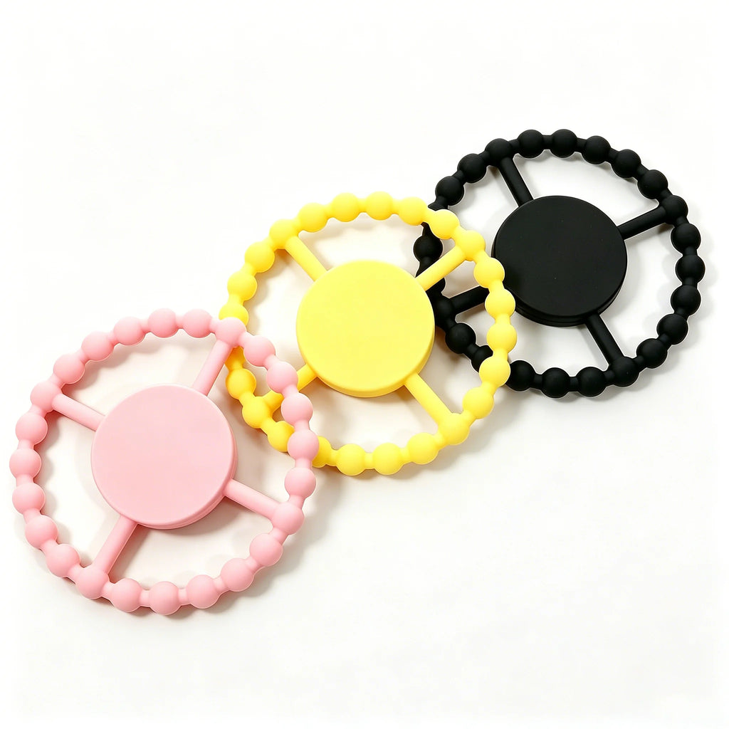 3 Pack Baby Teething Toy Steering Wheel Silicone - front view