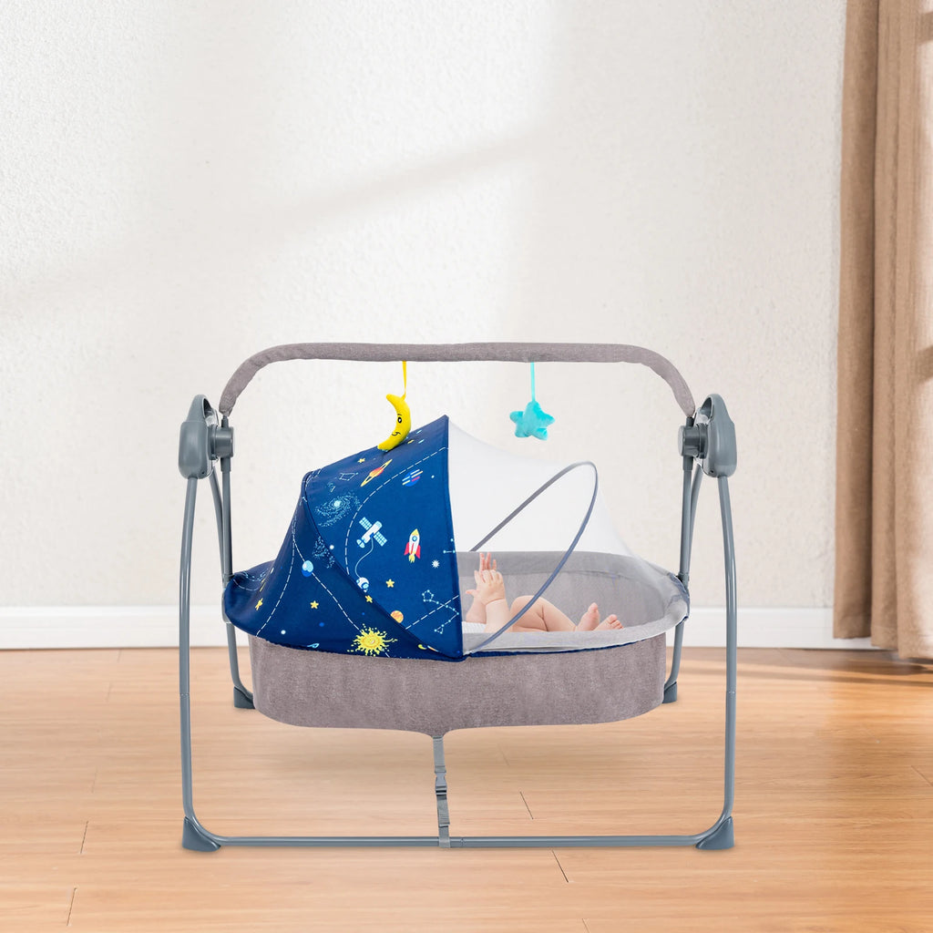 Baby Cradle Swing 5 Speeds Electric Stand Crib Auto - front view