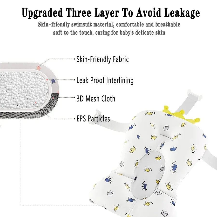 Baby Bathtub Pad Ajustable Bath Support Seat Mat Shower - feature close-up