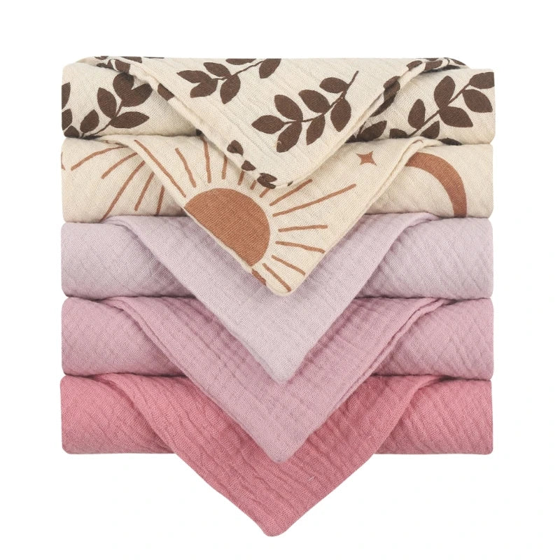5PCS Soft Absorbent Gauze Cotton Baby Towels Wipe Face - material close-up