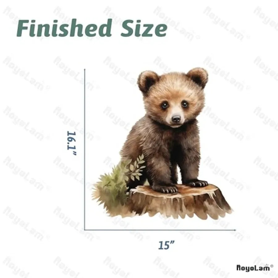 Lifelike Bear Standing Tree Stump Wall Stickers Nursery - packaging view