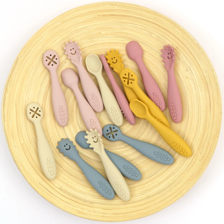 3PCS Silicone Spoon Fork Baby Utensils Set Feeding Food - detail view