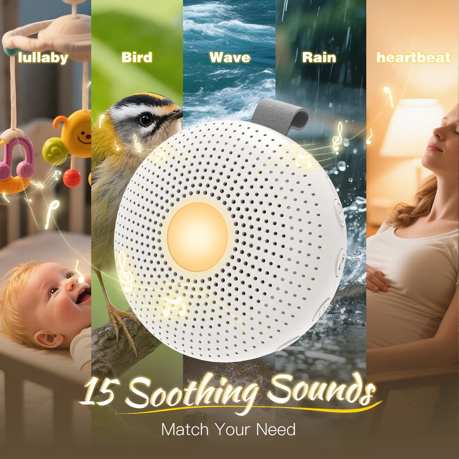 Portable Sleep Aid White Noise Machine Baby Adult 15 - lifestyle in-use