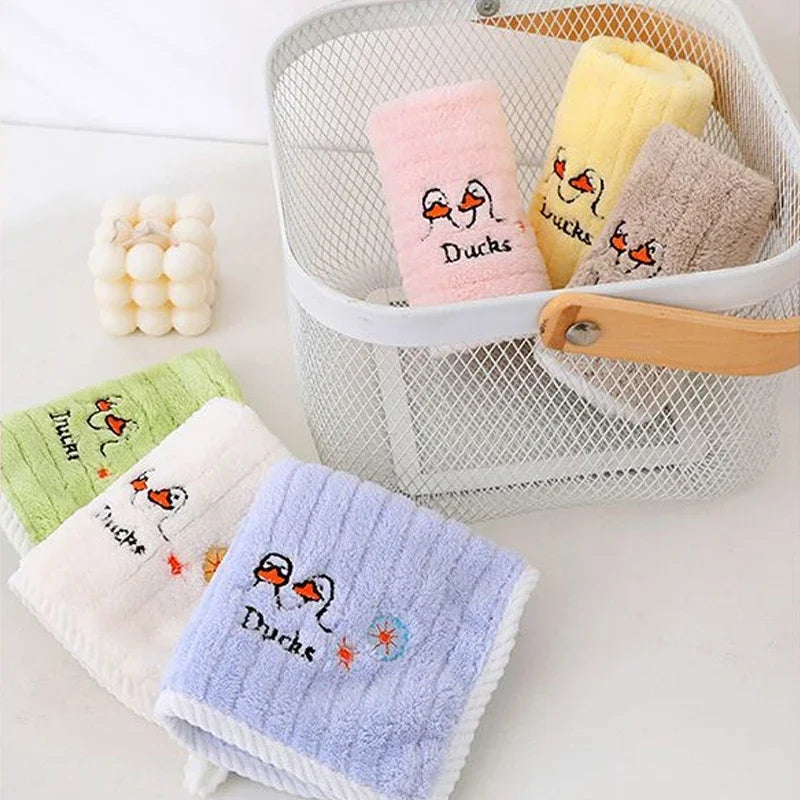 5pcs Set Baby Towel Coral Velvet Newborn Square Face - top-down view