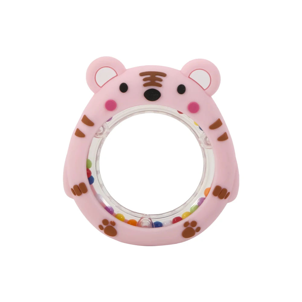 4 Pack Cartoon Tiger Silicone Teething Ring Rattle