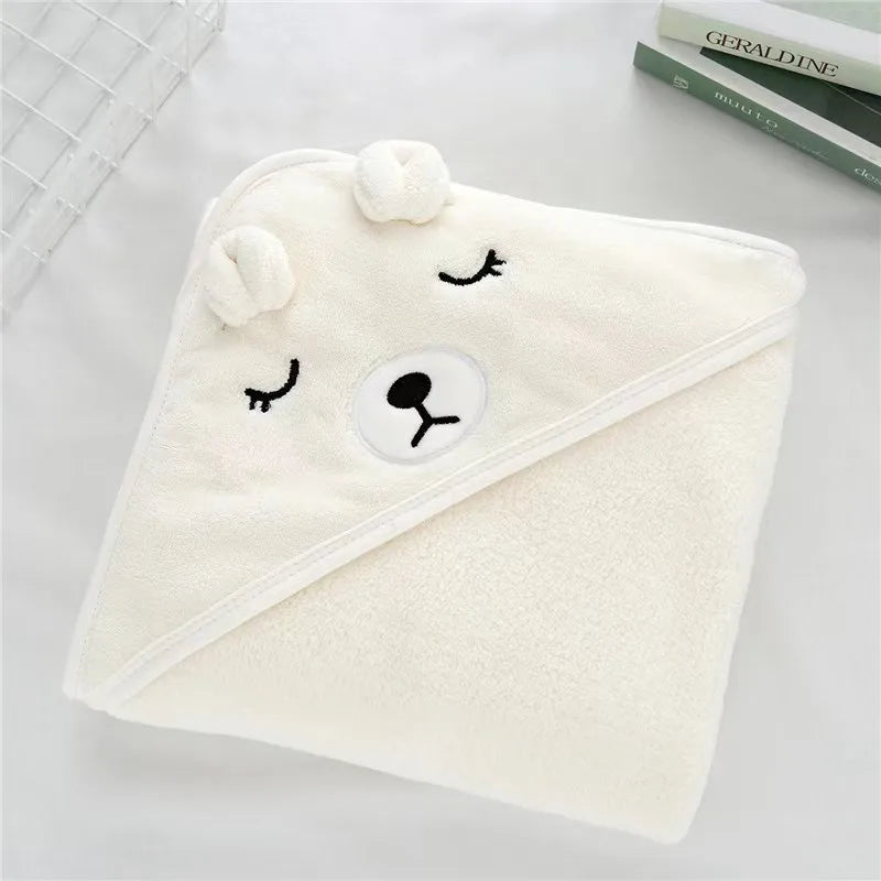 Cartoon Animal Kids Hooded Bath Towel Coral Velvet