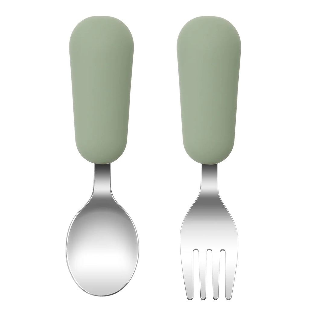 Color Kids 2PCS Stainless Steel Fork Spoon Baby Feeding