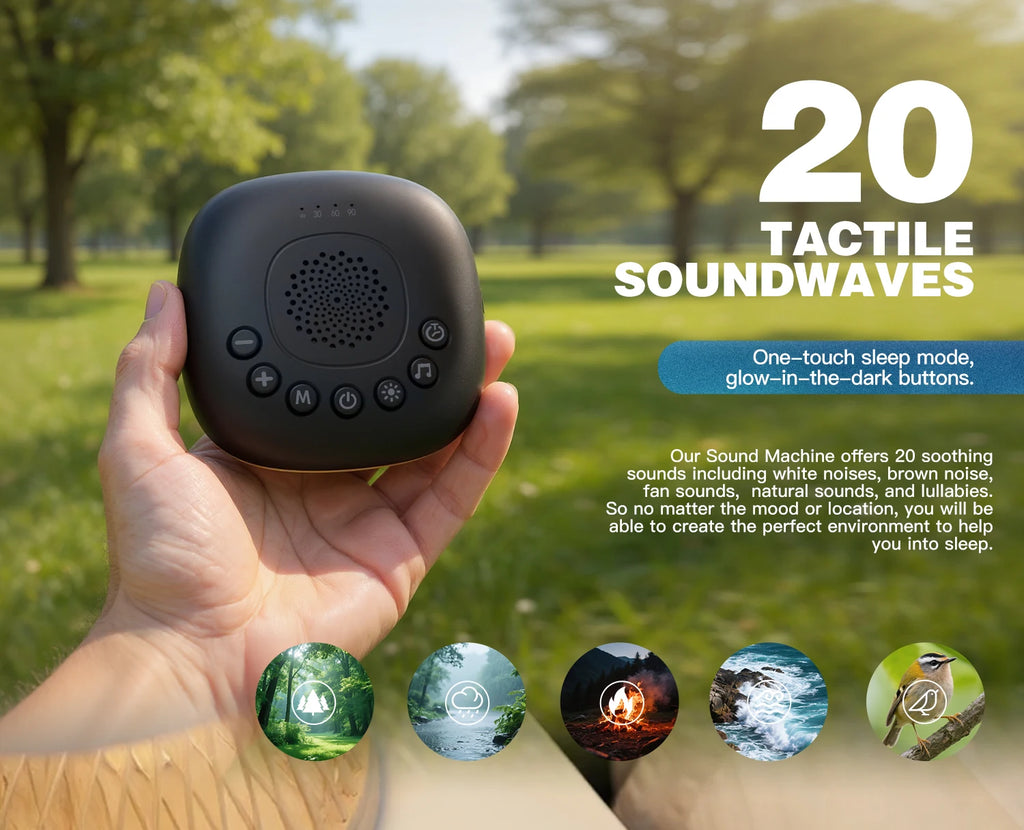 Portable White Noise Machine 20 Sounds RGB Night Light - top-down view