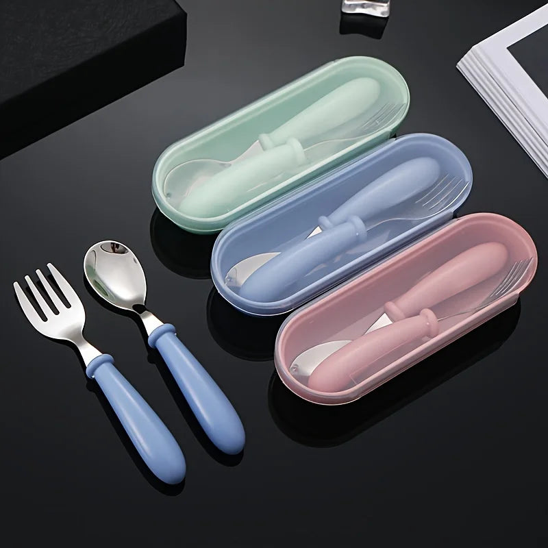 1set(3pcs) 304 Stainless Steel Spoon Fork Set With Box