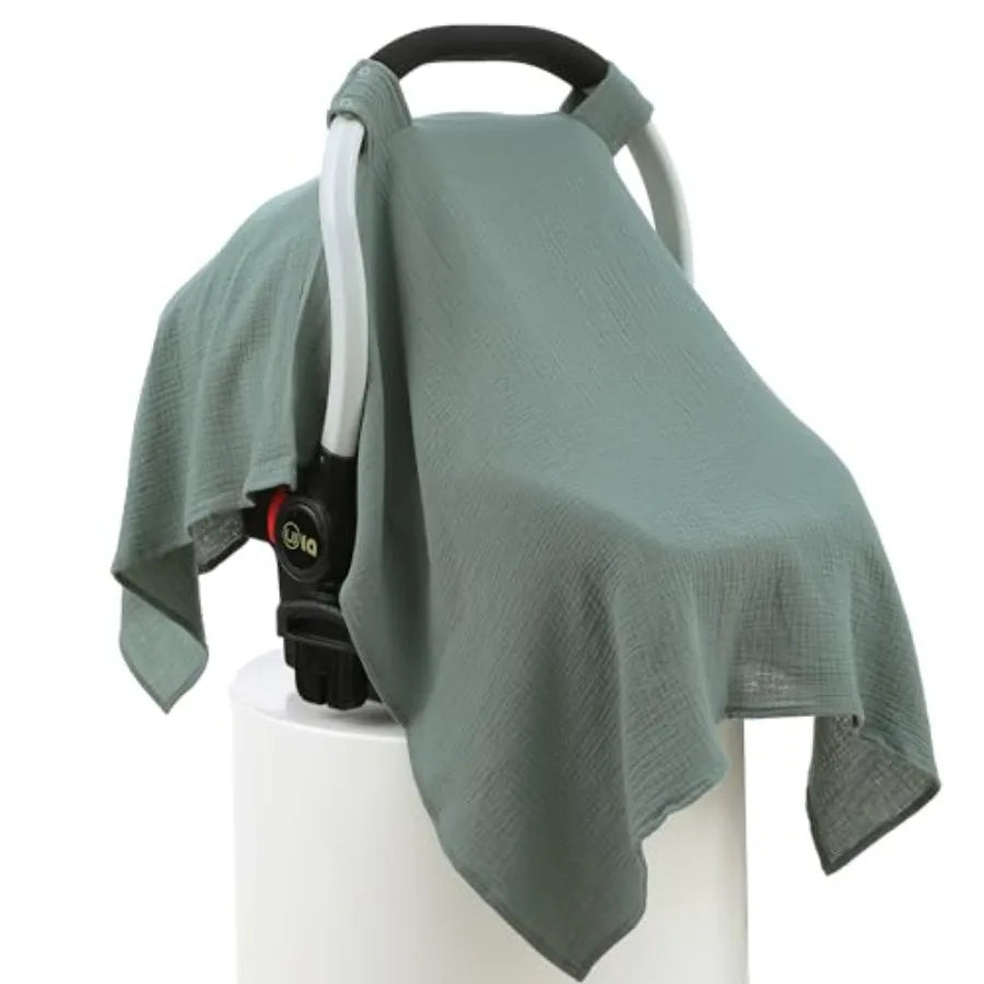 100% Muslin Cotton Car Seat Cover Baby - front view