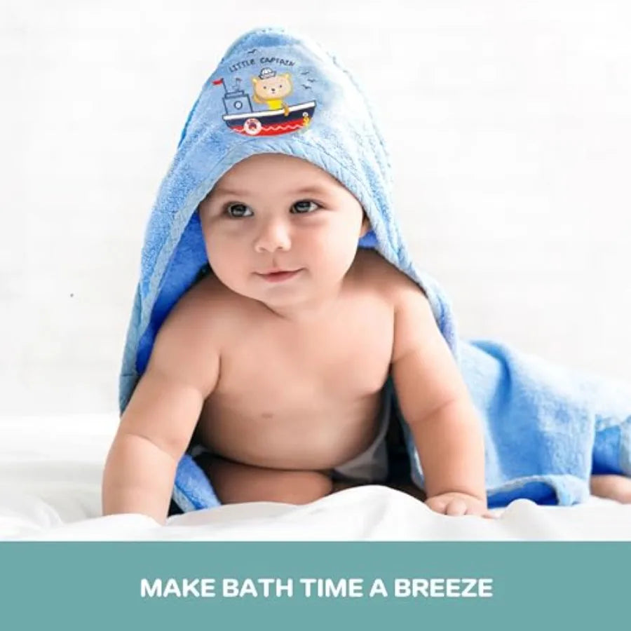 Hooded Bath Towel and Washcloths Set for Newborns