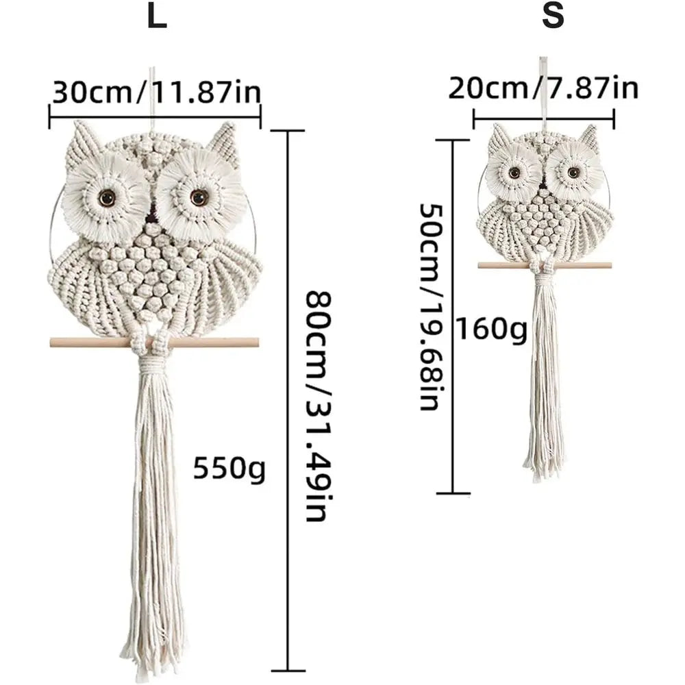 Handwoven Boho Tapestry - Wall Hanging for Owl Decor - lifestyle in-use