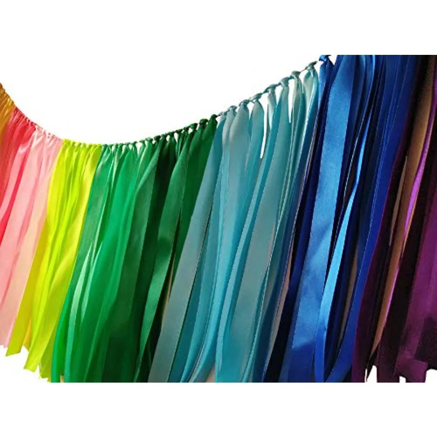 Pastel Rainbow Ribbon Garland 40 inches for Baby Shower - size reference