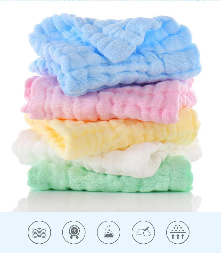 5Pcs 25x25cm Baby Towel Bath Towels Face Washcloth - side angle