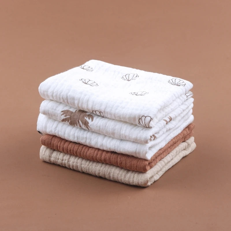 5PCS Soft Absorbent Gauze Cotton Baby Towels Wipe Face