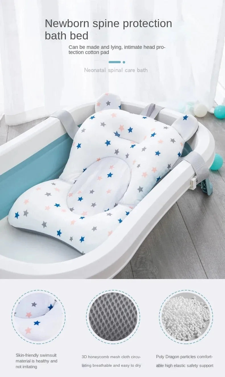 Baby Bathtub Pad Ajustable Bath Support Seat Mat Shower - top-down view