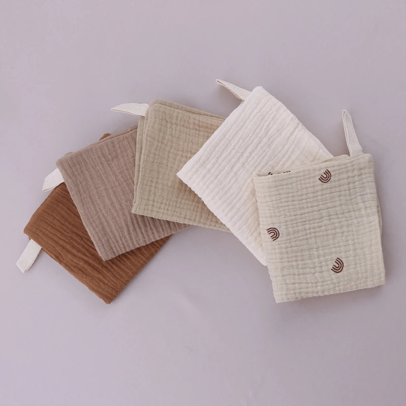 5pcs Set Square Cotton Baby Face Towel Handkerchief - feature close-up