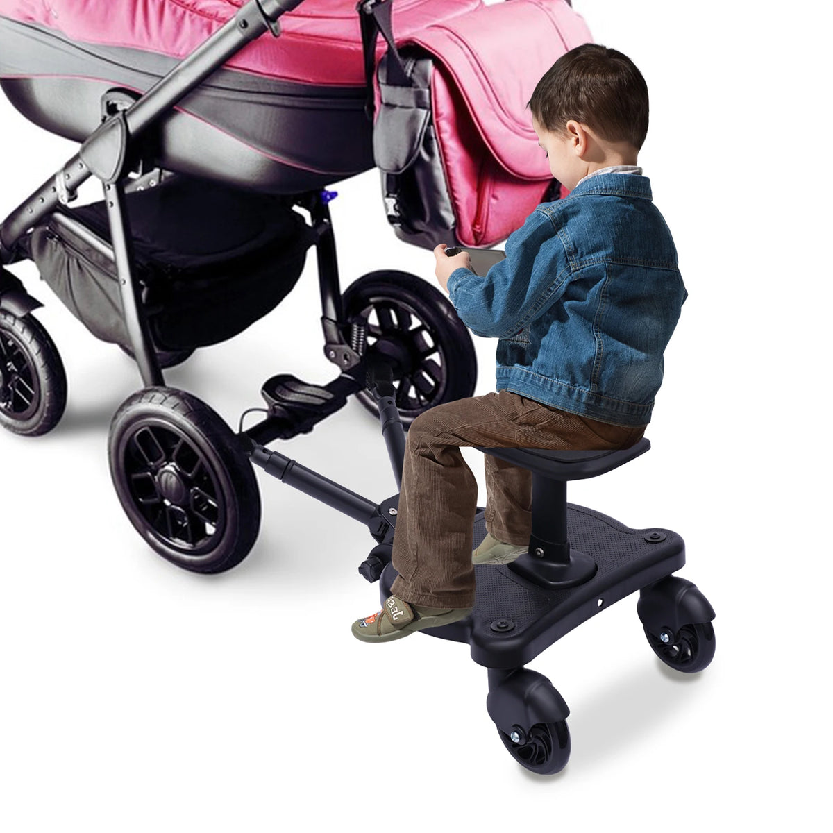 Upgraded 2-in-1 Stroller Buggy Board - front view
