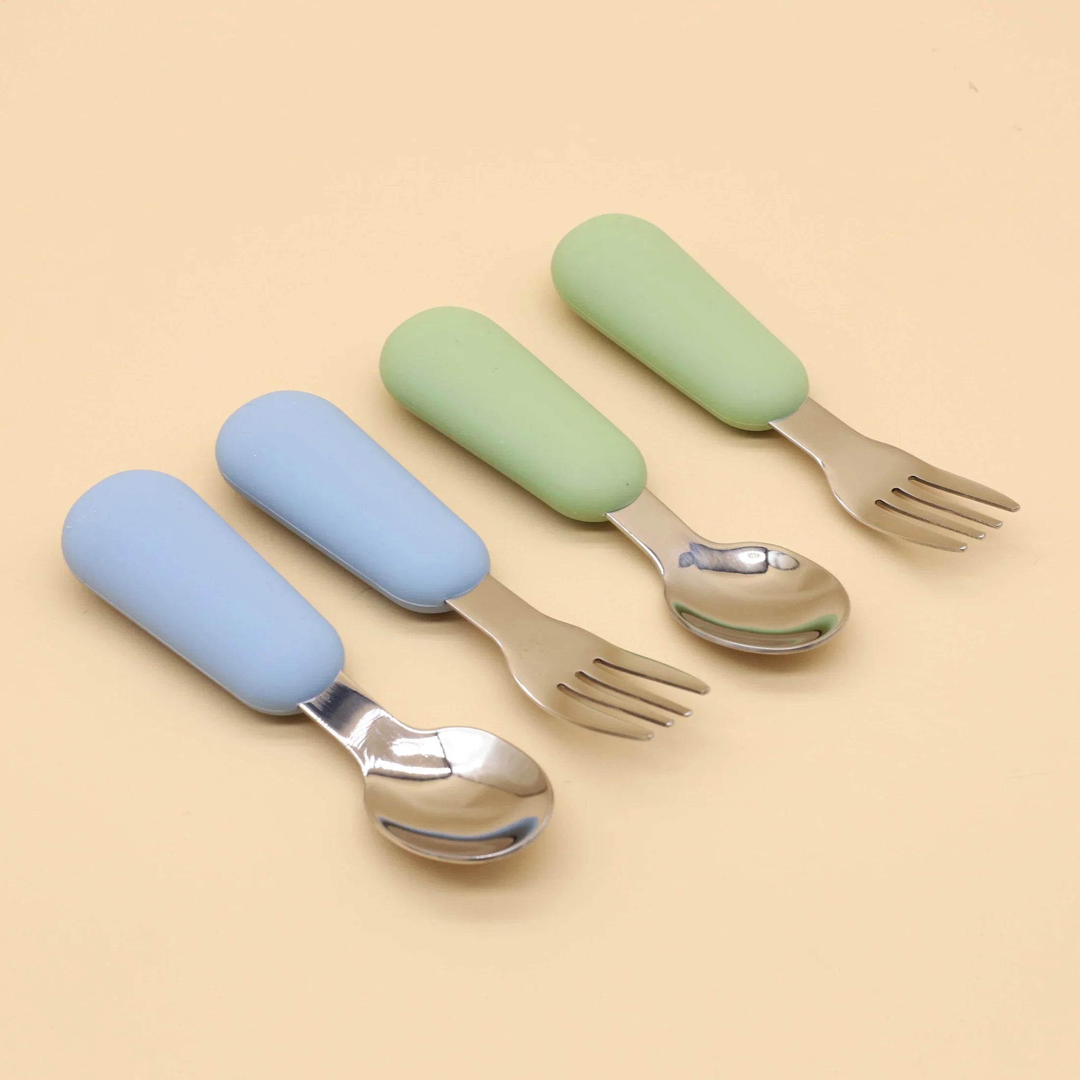 Silicone stainless steel spoon fork food grade 304 - top-down view