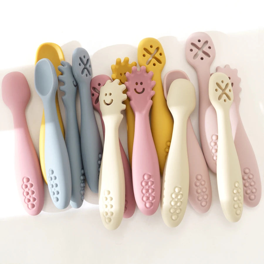 3PCS Cute Baby Learning Spoons Utensils Set Newborn - material close-up