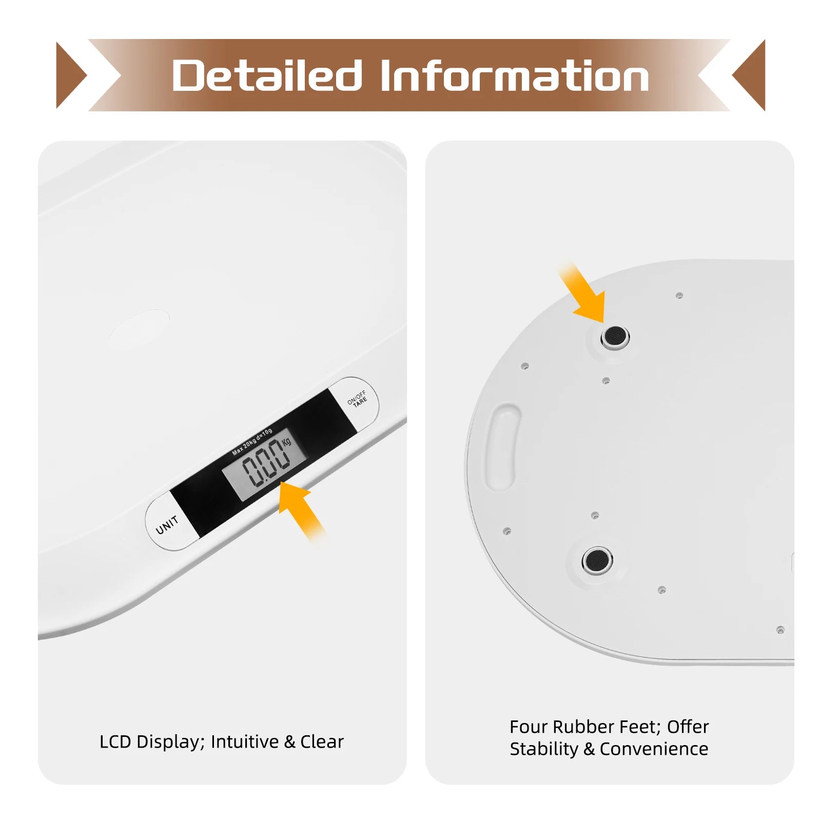 Baby Weighing Scale Digital Baby Scale W/ Large 20kg Capacity - side angle
