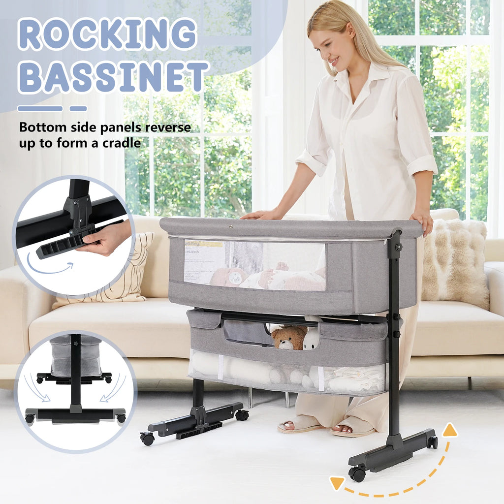 Baby Bedside Bassinet 3-in-1 Baby Crib Headboard Bed - size reference