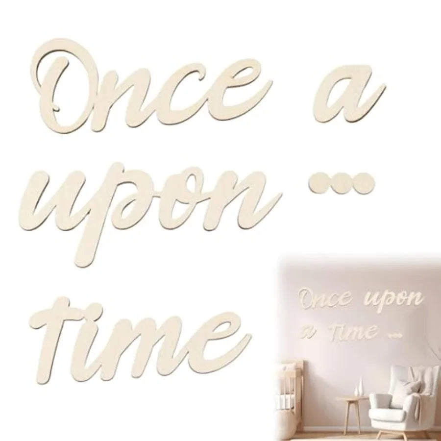 Wooden Once Upon a Time Wall Sign, 8.5 Inch - front view