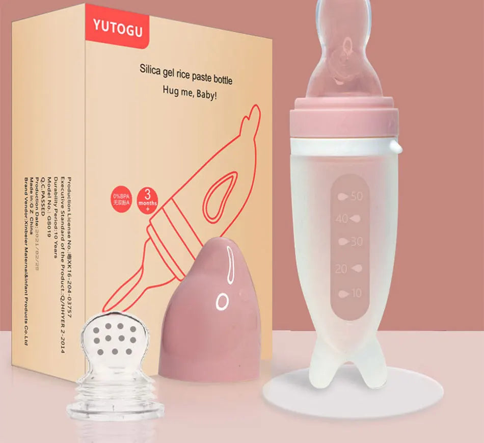 Baby Feeding Bottle Dolphin Silicone Rice Cereal Spoon