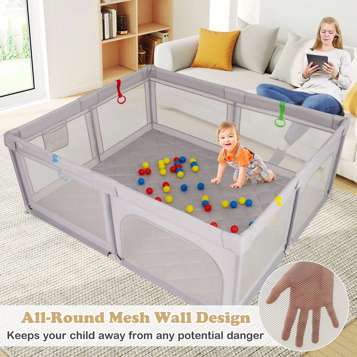 Baby Playpen Kids Activity Center Large Indoor Outdoor - top-down view