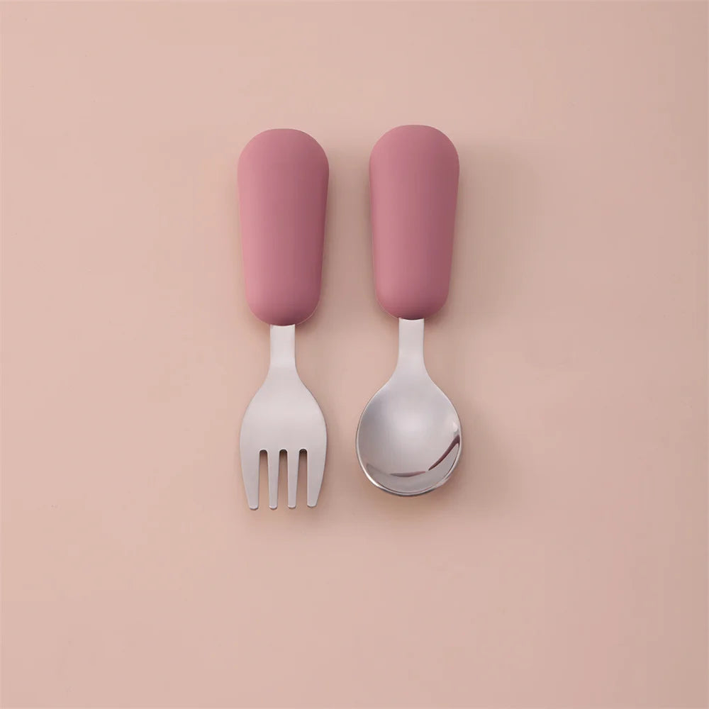 Color Kids 2PCS Stainless Steel Fork Spoon Baby Feeding
