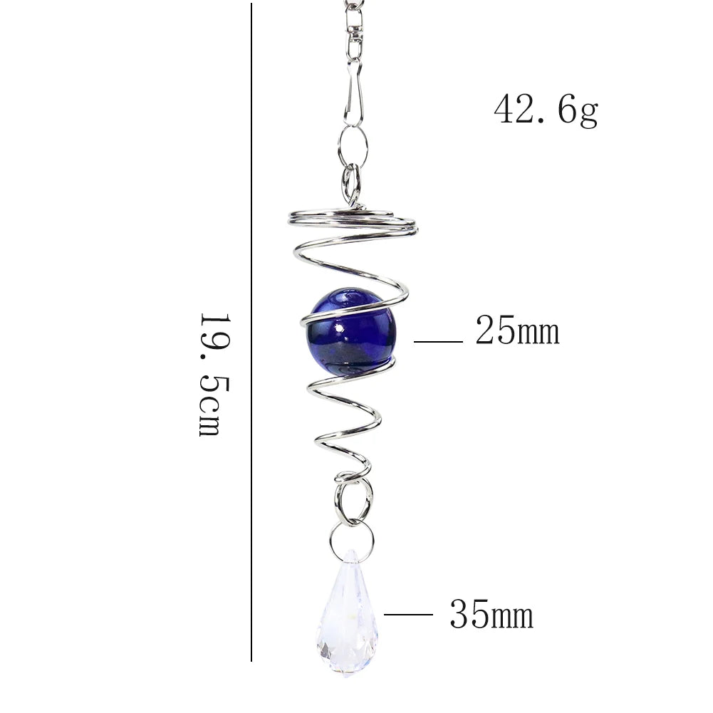 Rotating Spiral Tail Wind Spinner Chimes Crystal Glass - feature close-up