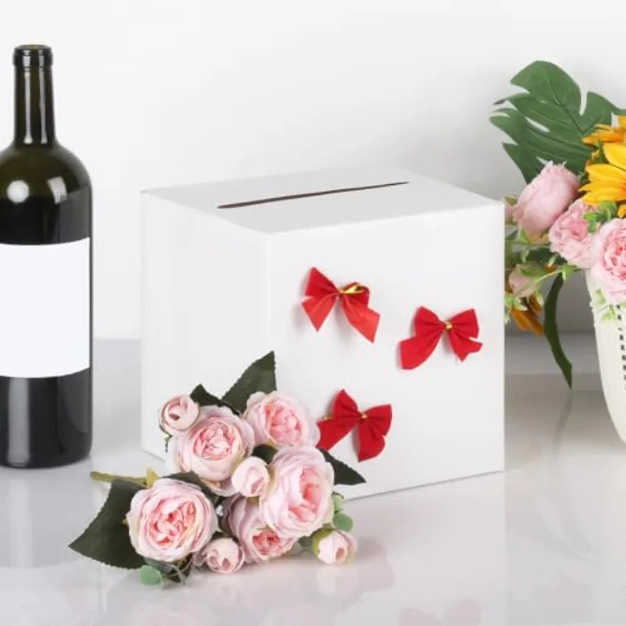 White Card Box Holder Weddings White Gift Card Box - feature close-up