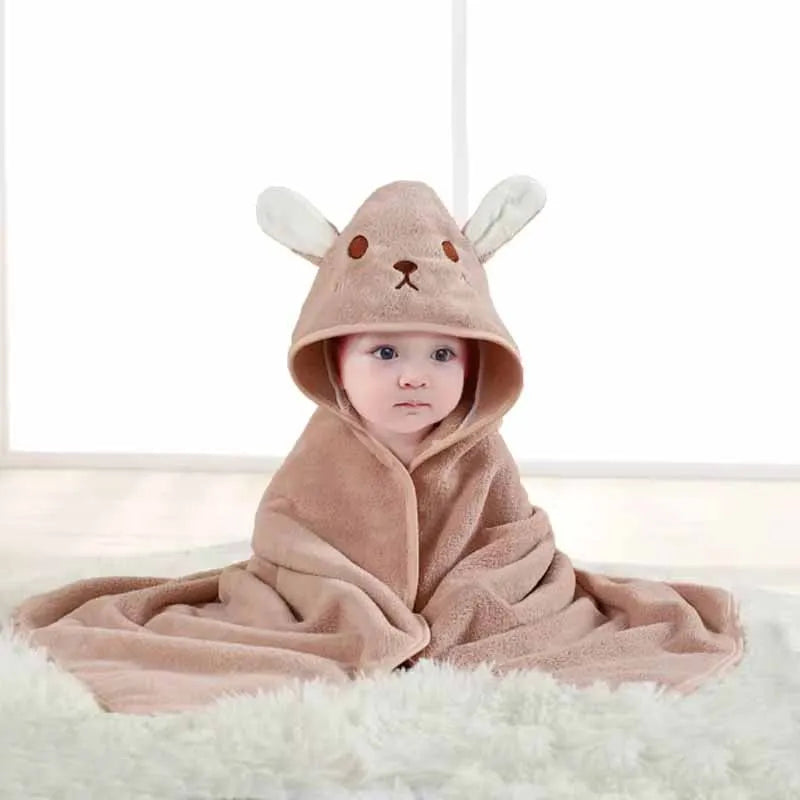 Cartoon Baby Bath Towel Infant Soft Bathrobe Hooded - set overview