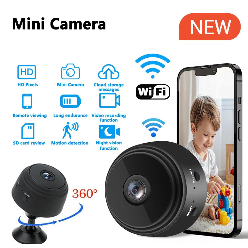 1080P HD Mini WiFi Camera Baby Monitor Indoor Safety - front view