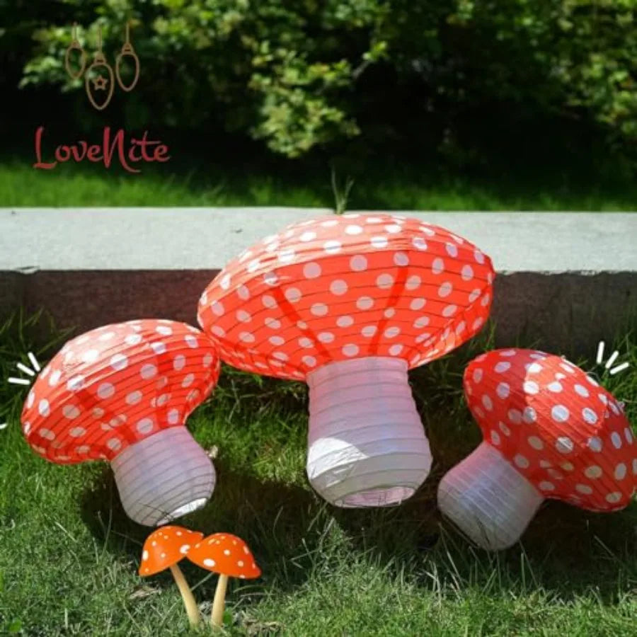3Pcs Mushroom Paper Lanterns - lifestyle in-use