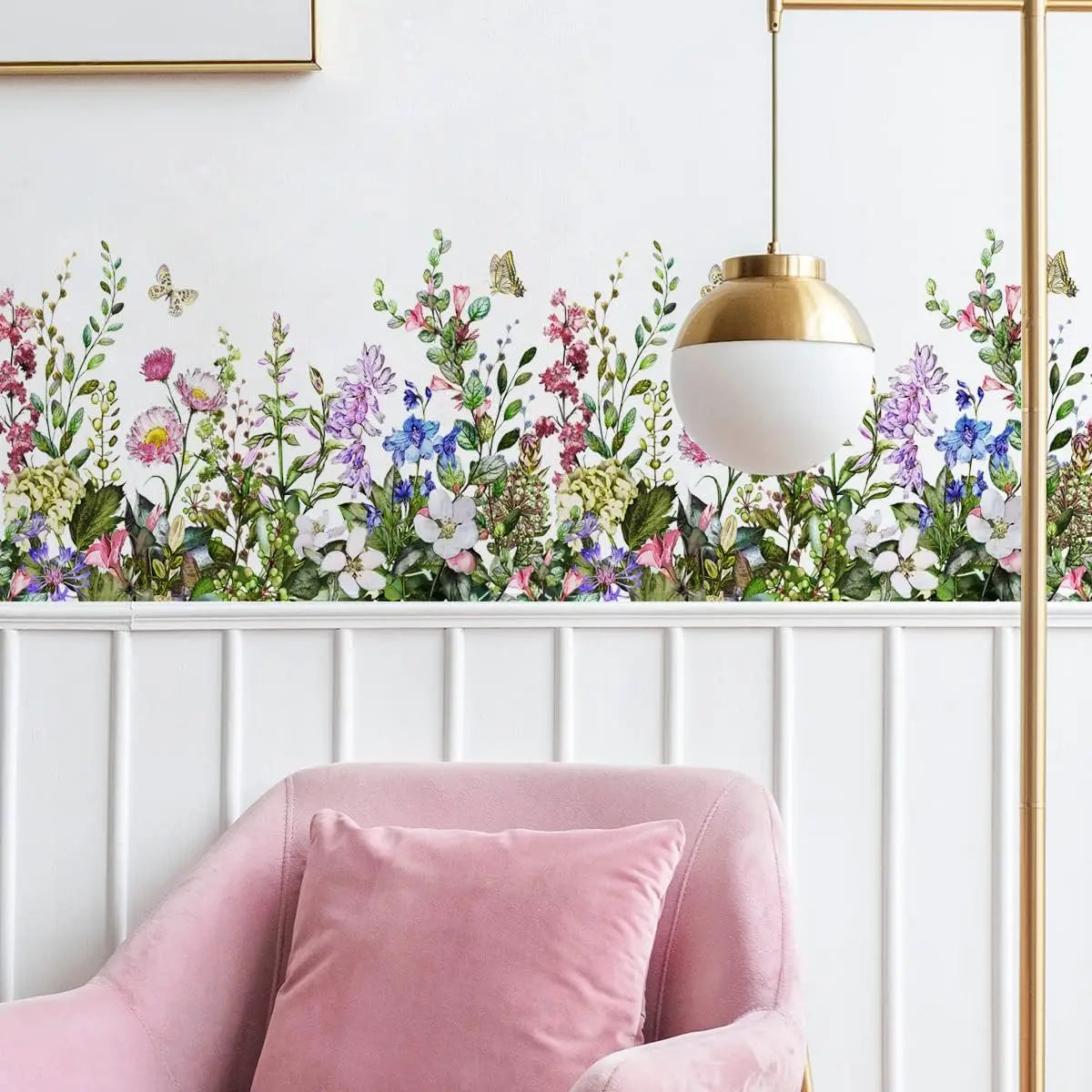 4 Sheets Flower Wall Decals Peel Stick Colorful Floral - front view