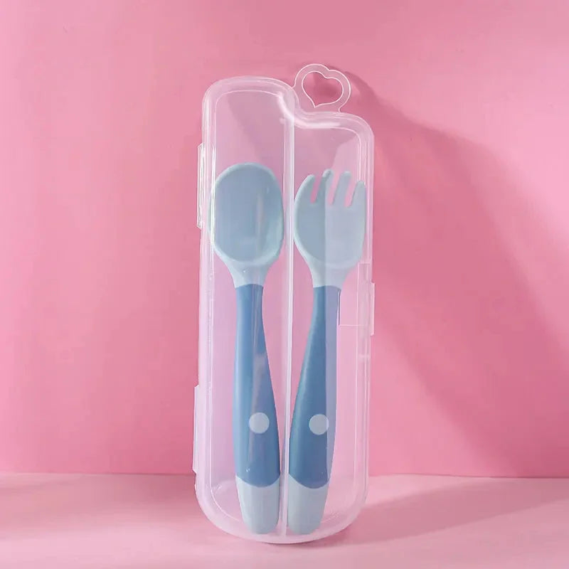 Baby Fork Spoon Set Bendable Toddler Utensils Soft