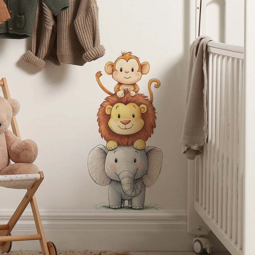 Cute Forest Animals Wall Stickers Kids Rooms Children - lifestyle in-use