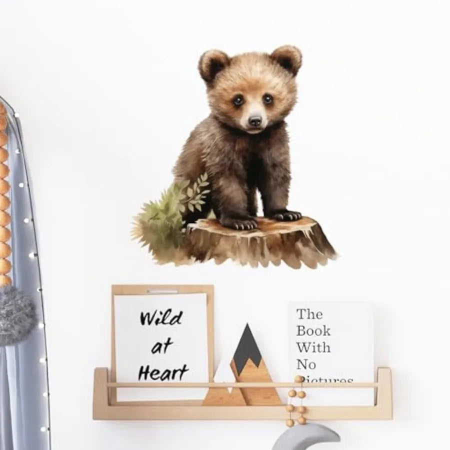Lifelike Bear Standing Tree Stump Wall Stickers Nursery - size reference