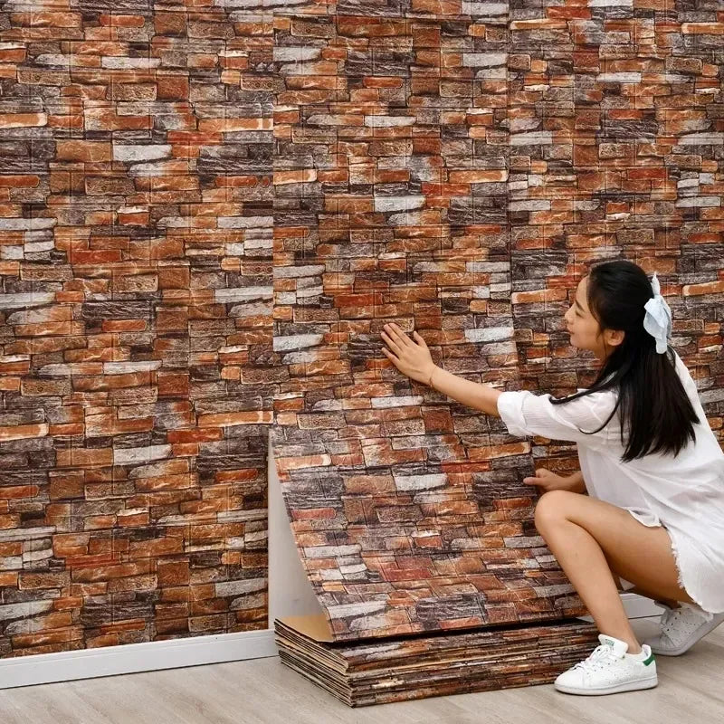3D Self-Adhesive Wallpaper Continuous Waterproof Brick - feature close-up