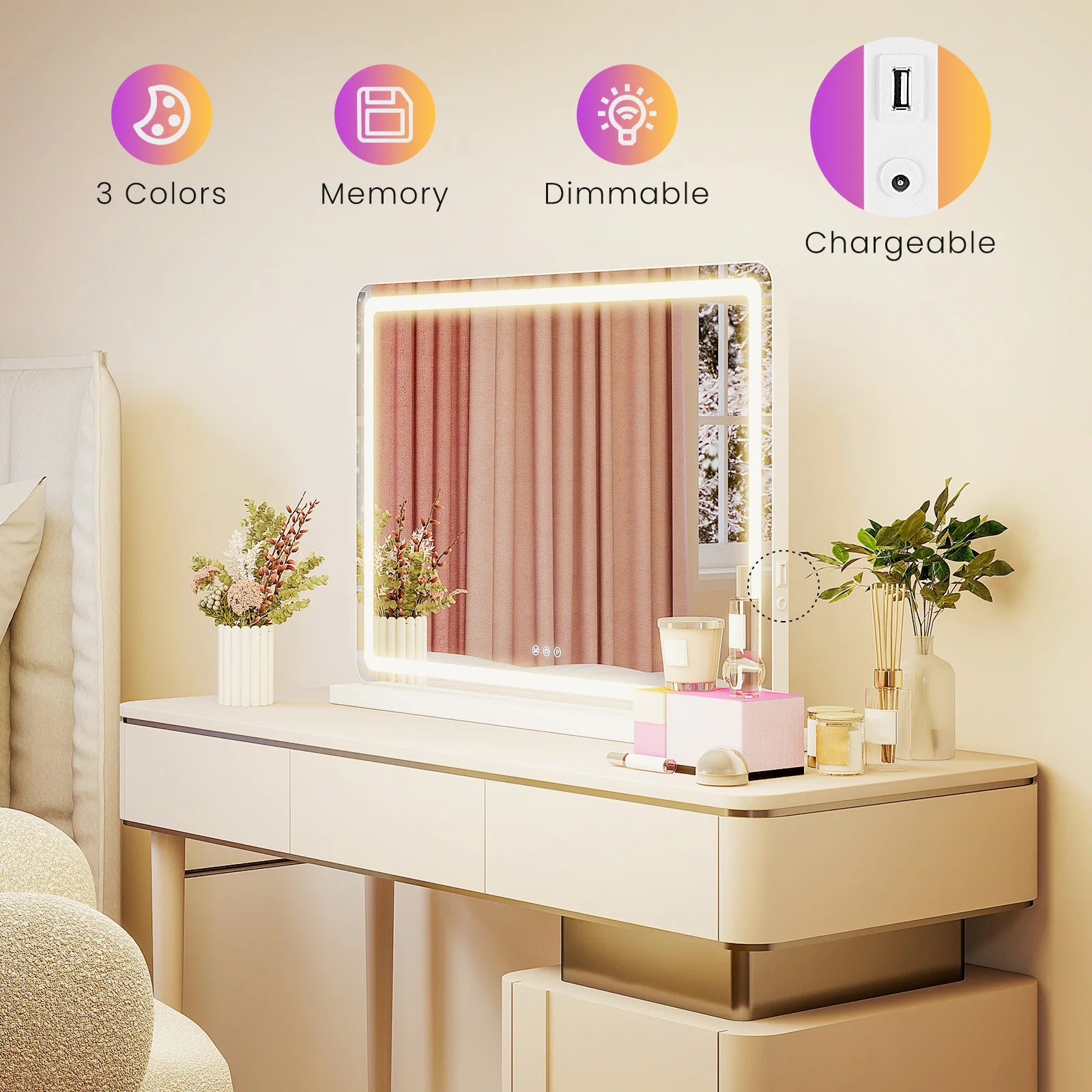 LED Vanity Mirror Lights Aluminum Frame Bathroom Mirror - packaging view