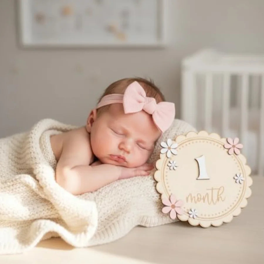 Baby Girl Monthly Milestone Signs - feature close-up