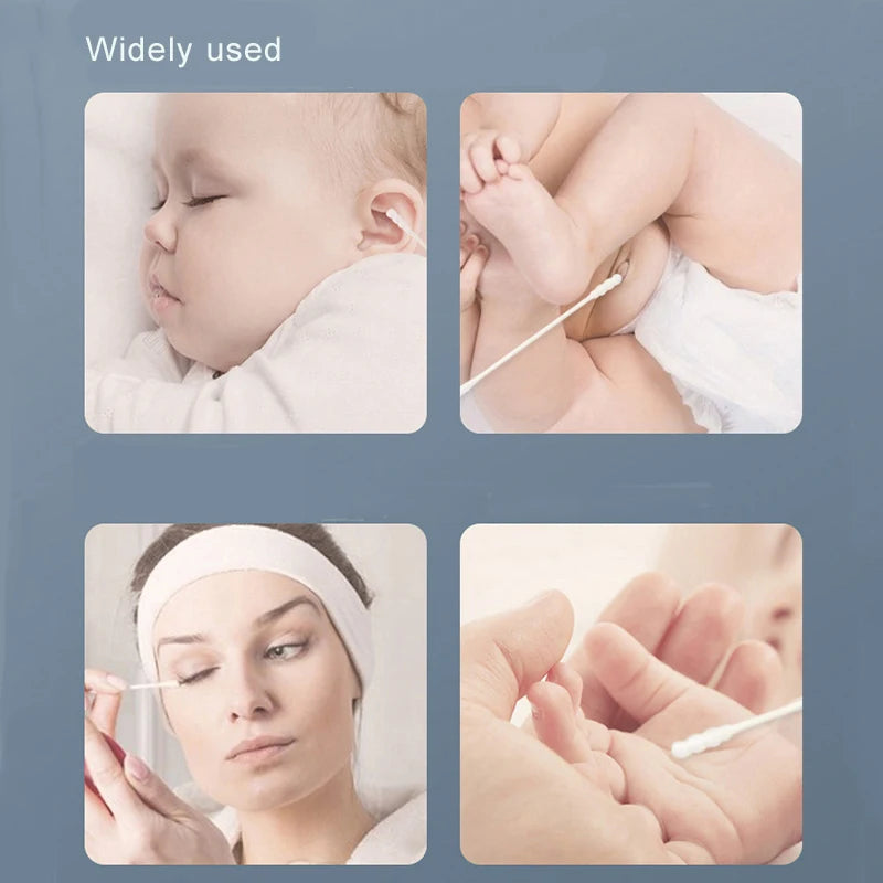 1 Box Sterile Baby Cotton Swabs Double Ended Spiral - feature close-up