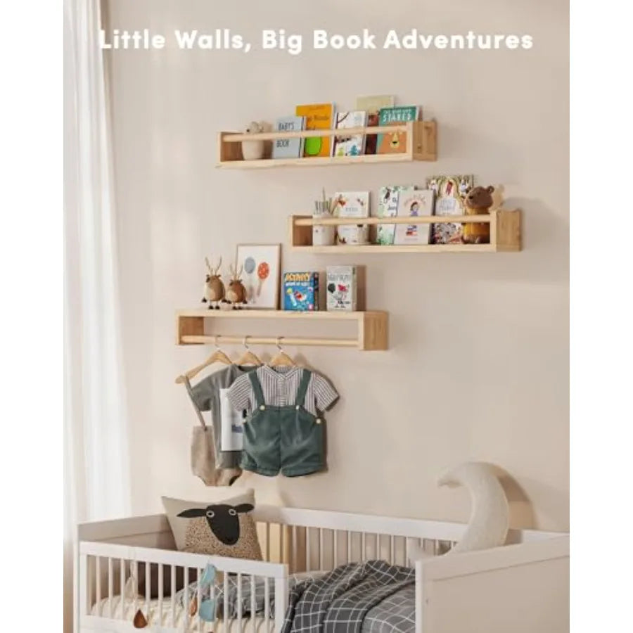 Nursery Book Shelves Set 3 Wall Bookshelf Book Shelf - packaging view