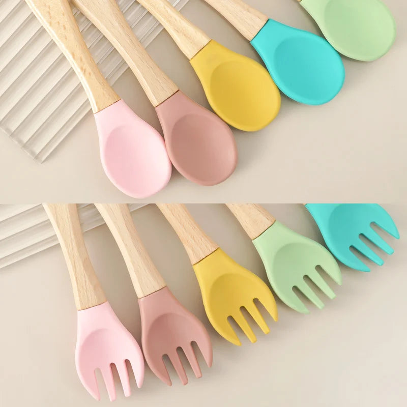 2PCS Baby Learning Spoons Utensils Set Food Grade