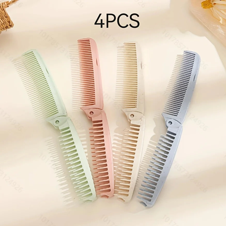 4 portable folding combs - feature close-up
