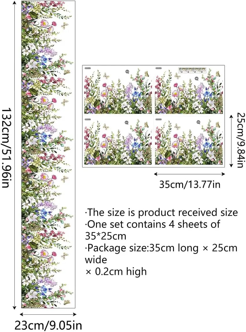 4 Sheets Flower Wall Decals Peel Stick Colorful Floral - packaging view