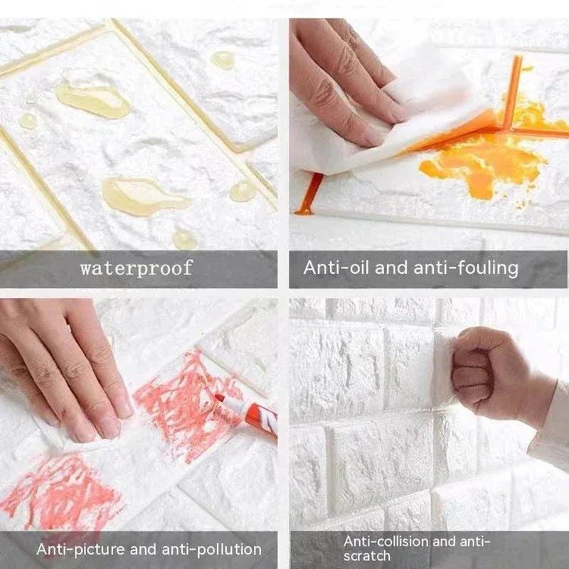 3D Self-Adhesive Wallpaper Continuous Waterproof Brick - lifestyle in-use