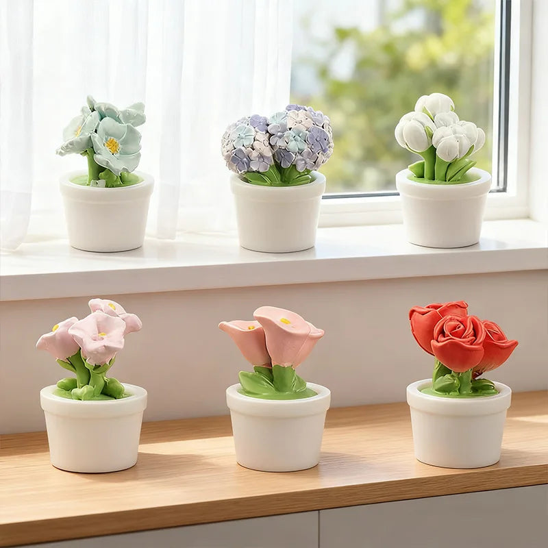 Simulation rose tulip flower potted plant tabletop small ornament - feature close-up
