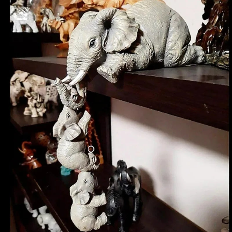 3 Pcs set Cute Elephant Hug Baby Doll Resin Handicraft - packaging view